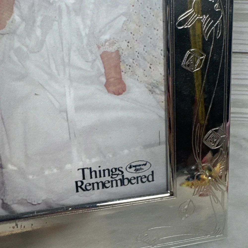 Things Remembered Baby Christening Silver Plate Frame Photo